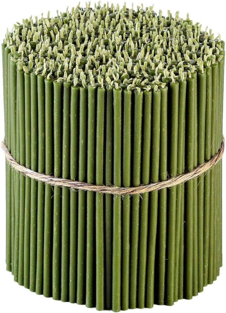 Danilovo Thin Taper Beeswax Candles – Honey-Scented, Decorative Candles Ideal for Birthday Decoration or Church Prayers – Green Drip Free, Tall & Smokeless Pack of 50 pcs, 6.3 x 0.22 inch