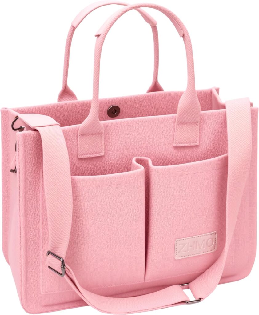 Tote Bag for Women With Compartments,Large Canvas Totes Women’s Purse Crossbody Bags Work Laptop Book Bag Shoulder Handbags