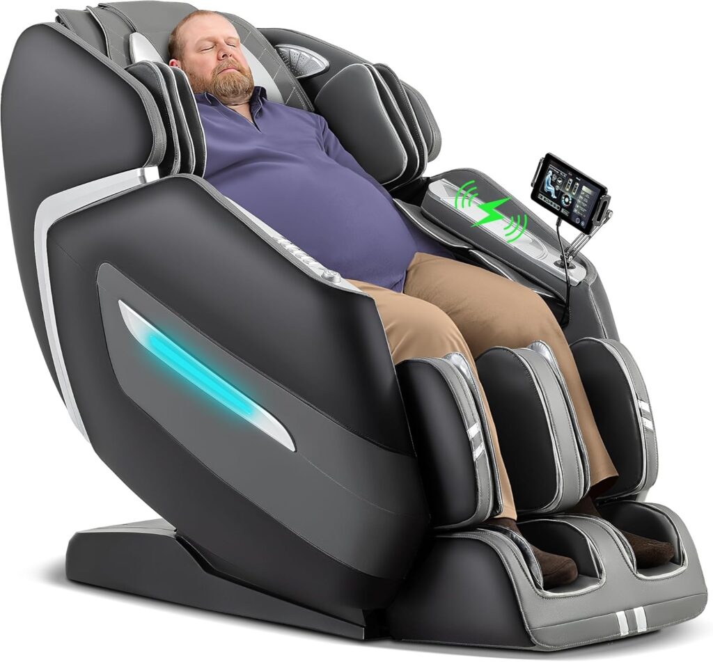 MassaMAX A580 2026 4D Massage Chair for Big & Tall People Full Body Massage Up to 6’10” & 500 lbs, Yoga Stretch, AI Voice Control, 22 Modes, 59″ SL Track, Auto Footrest Extension, and Heating (Black)