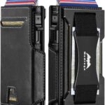 Smart Wallet for Men RFID: Leather Rugged Pop Up Card Wallets with Cash Strap – Heavy Duty Minimalist Magnetic Bifold Credit Card Holder – Gift for Man Husband at Anniversay Brithday
