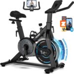Exercise Bike, CHAOKE Quiet Magnetic Resistance 300LB Capacity Stationary Bike for Home with App Compatible, Indoor Bike with Comfortable Seat and Digital Display