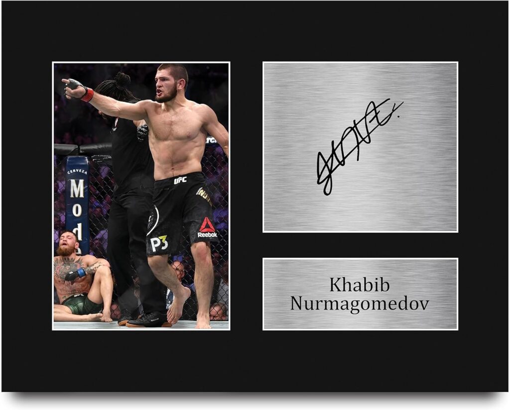 HWC Trading Khabib Nurmagomedov MMA Gifts Printed Signed Autograph Picture for UFC Memorabilia Fans – US Letter Size