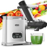Aeitto Cold Press Juicer Machines, 3.6 Inch Wide Chute, Large Capacity, High Juice Yield, 2 Masticating Juicer Modes, Easy to Clean Slow Juicer for Vegetable and Fruit, Silver