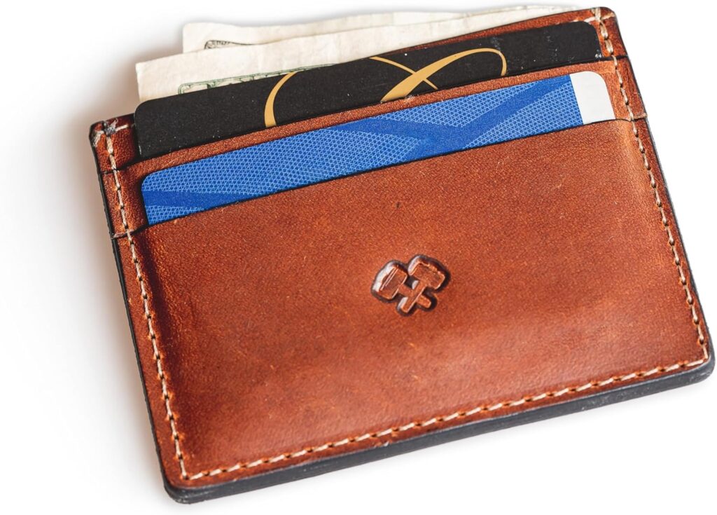 Men’s Slim Leather Wallet – Minimalist Front Pocket Wallet for Men, Full-Grain Leather, Made in USA