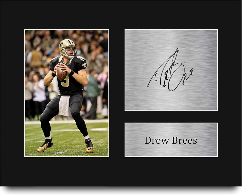 HWC Trading Drew Brees USL Signed Printed Gifts Signed Printed Print Photo Picture Display for National Football League Fans – US Letter Size