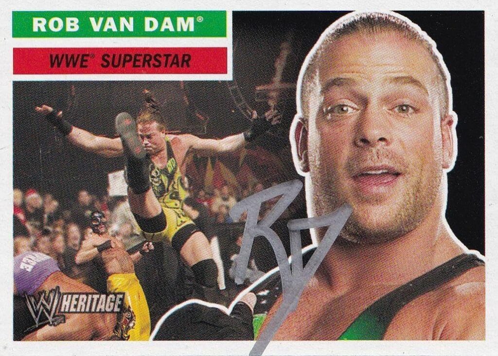 Rob Van Dam Signed 2005 Topps Heritage WWE Card #26 ECW Wrestling RVD Autograph – Autographed Wrestling Cards
