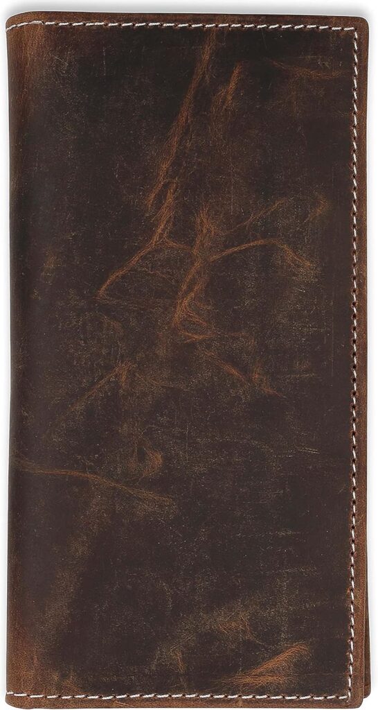 F&L CLASSIC Men’s RFID Vintage Look premium Genuine Leather Long Bifold Wallet Checkbook Wallets,buffalo vintage leather