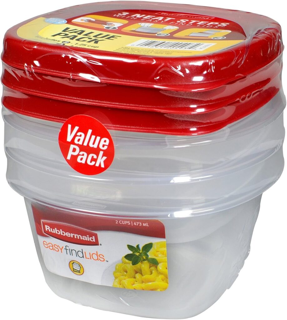 Rubbermaid Easy Find Lids Food Storage Containers, Racer Red, 6-Piece Set