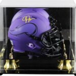 Vikings Justin Jefferson Signed Rave Speed Mini Helmet W/Case BAS Witnessed