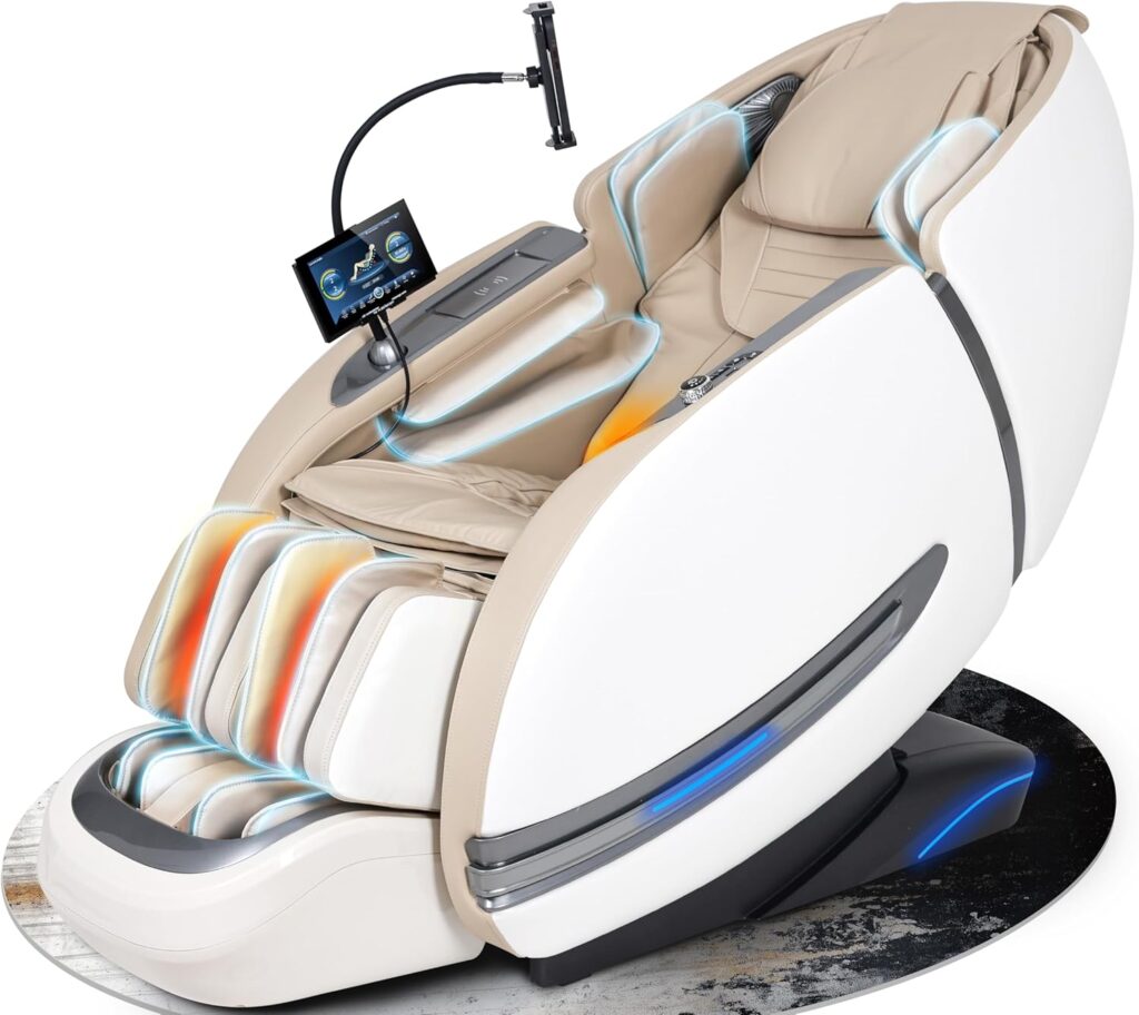 Massage Chair Full Body, 2025 Zero Gravity SL-Track Shiatsu Massage Recliner Chairs with 12 Auto Modes, Foot Rollers, Waist & Calf Heating, Thai Yoga Stretch, AI Control & Body Scan L183 Beige