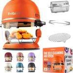 Non Toxic Air Fryer™ – Glass AirFryer 5 Quart w/ 360 Visibility, Self-Cleaning, 400F Vortex Air Fryer for Even Cooking, BPA-Free Teflon Free, 9-in-1 Functions, Rotisserie, Roast, Bake, Orange