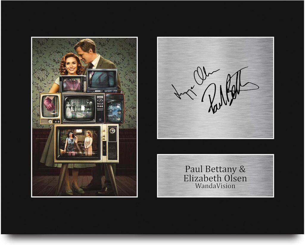 HWC Trading Paul Bettany & Elizabeth Olsen WandaVision Gifts Printed Signed Autograph Picture for TV Show Fans – US Letter Size