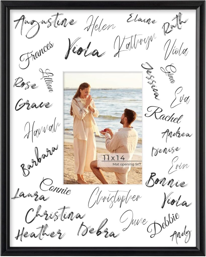 Axeman 11×14 Signature Picture Frame with 5×7 White Mat – Wedding Guest Book Alternative, Wall Hanging Photo Frame for Graduation, Celebration, Autograph Display and Home Decor, Black