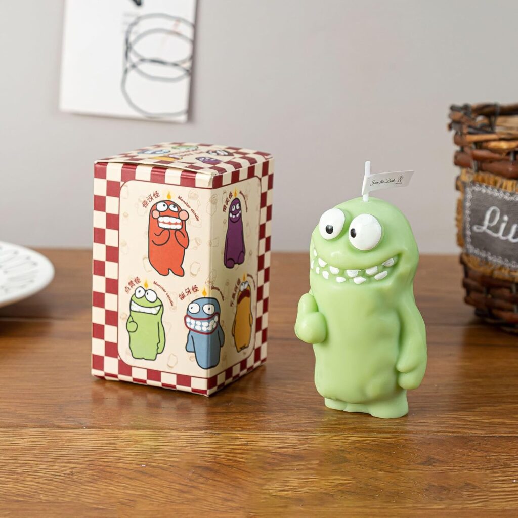Whimsical Monster Scented Candles – 5 Unique Scents, Fun Decorative Aromatherapy Candle – Handmade Cute Monster Shaped Candle for Home, Office, Gift – Approx. 4 Inches Tall