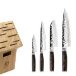 Shun Premier 8 Piece Professional Block Set, Features 6 Shun Premier Knives, Honing Steel and 11-Slot Bamboo Knife Block, Handcrafted Japanese Knife Set, Pakkawood Handles