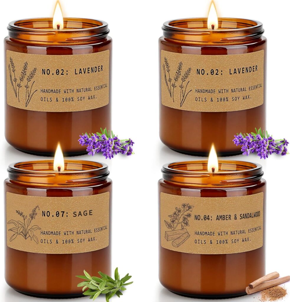 Candles for Home Scented, Candle Gift Set for Thanksgiving Christmas Holiday, Aromatherapy Candles for Women Stress Relief | Meditation | Yoga | SPA | Relaxing,7.1 oz Non Toxic Soy Candles- Pack of 4