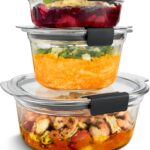 Rubbermaid Brilliance® Glass Round Leak-Proof 6-Piece Set Food Storage Containers, Food Containers with Lids, Meal Prep Containers