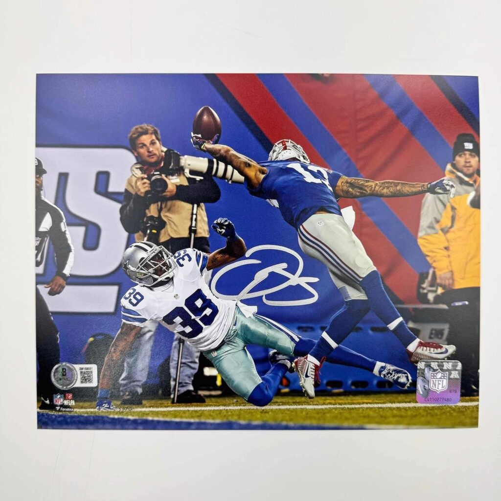 Autographed/Signed Odell Beckham Jr. The Catch New York Giants 8×10 Football Photo Beckett BAS COA