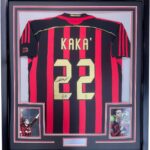 Framed Autographed/Signed Ricardo Kaka 35×39 AC Milan Black/Red Soccer Futbol Jersey Beckett BAS COA