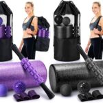 Soulchen 6 in 1 Foam Roller Set Includes Back Roller, Muscle Stick, Massage Ball, Fasciitis Ball, Fitness Stretching Strap, Carrying Bag for Whole Body Physical Exercise Therapy Muscle Recovery