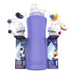 Cirkul 32oz. Matte Periwinkle Stainless Steel Water Bottle Starter Kit with Purple Lid, 2 Flavor Cartridges (1 LifeSip Blackberry Blueberry, 1 GoSip Berry Blue Punch) No Sugar, Zero Calorie Drink Mix