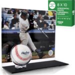 Baseball Holder with Picture Frame – Acrylic Baseball Card Display Case for 8×10 Horizontal Photo, Clear Ball Stand and Photo Frame Display for Counter or Shelf, Single Ball Memorabilia Case