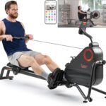 Sunny Health & Fitness Magnetic Rowing Machine for Home Exercise, Quiet & Smooth Rower with Compact Storage and Optional Free SunnyFit App Connectivity