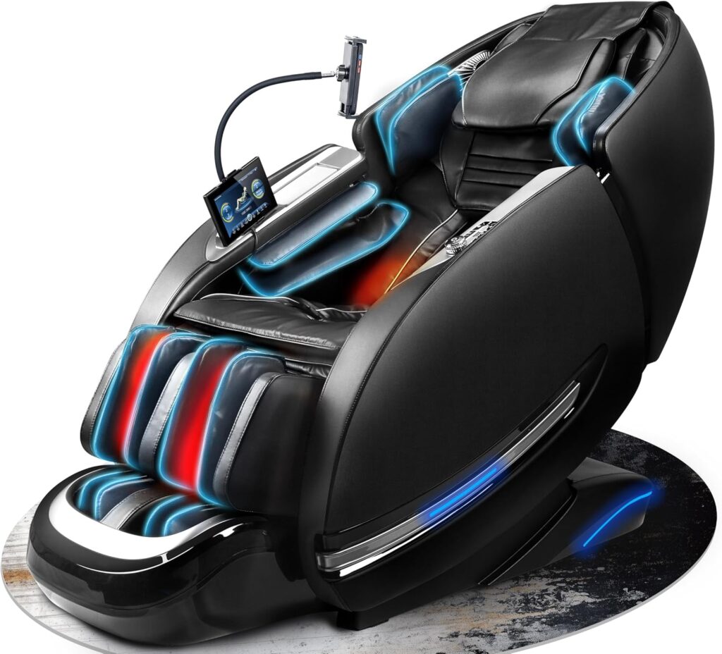 Massage Chair Full Body, 2025 Zero Gravity SL-Track Shiatsu Massage Recliner Chairs with 12 Auto Modes, Foot Rollers, Waist & Calf Heating, Thai Yoga Stretch, AI Control & Body Scan L183 Black