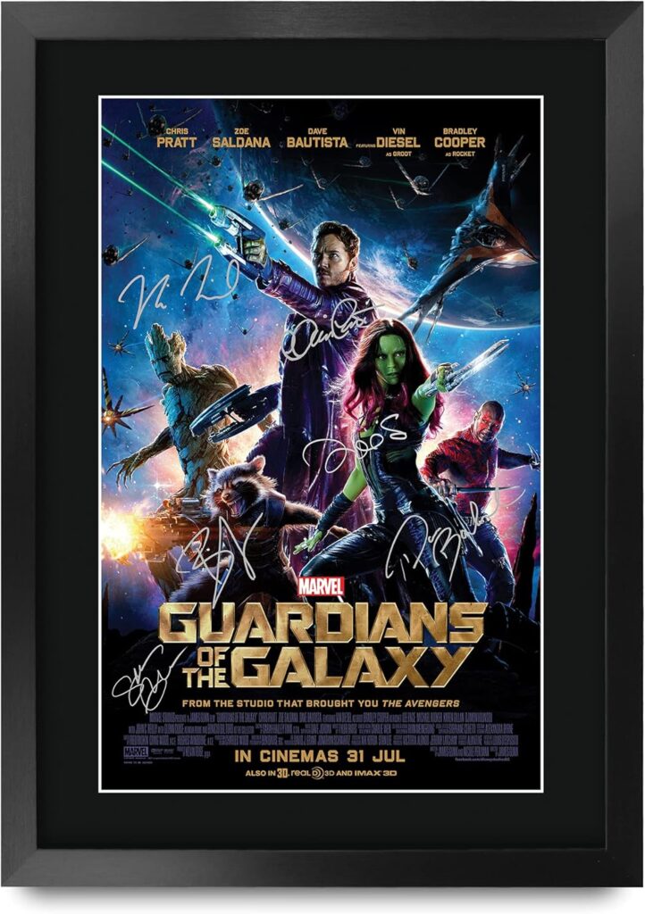 HWC Trading Guardians of The Galaxy 1 Chris Pratt and Cast 16 x 12 inch Framed Gifts Printed Poster Signed Autograph Picture for Movie Memorabilia Fans – 16″ x 12″ Framed