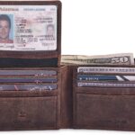 Bifold Wallet for Men’s Real Genuine Slim Leather RFID Blocking 2 ID Windows Stylish Travel Gift Box (CRAZY HORSE, COGNAC)