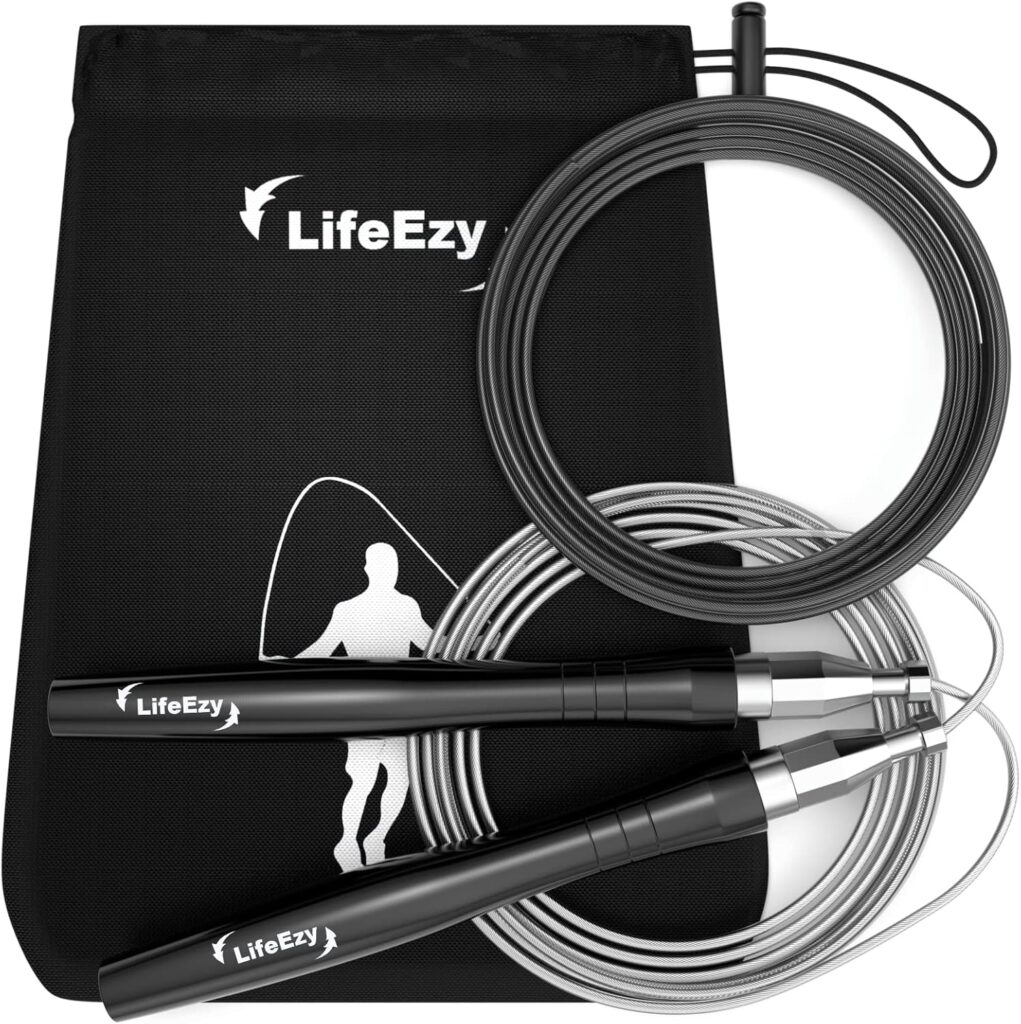 Jump Rope, High Speed Weighted Jump Rope – Premium Quality Tangle-Free – Self-Locking Screw-Free Design – Jump Ropes for Fitness – Skipping Rope for Workout Fitness, Crossfit & Home Exercises