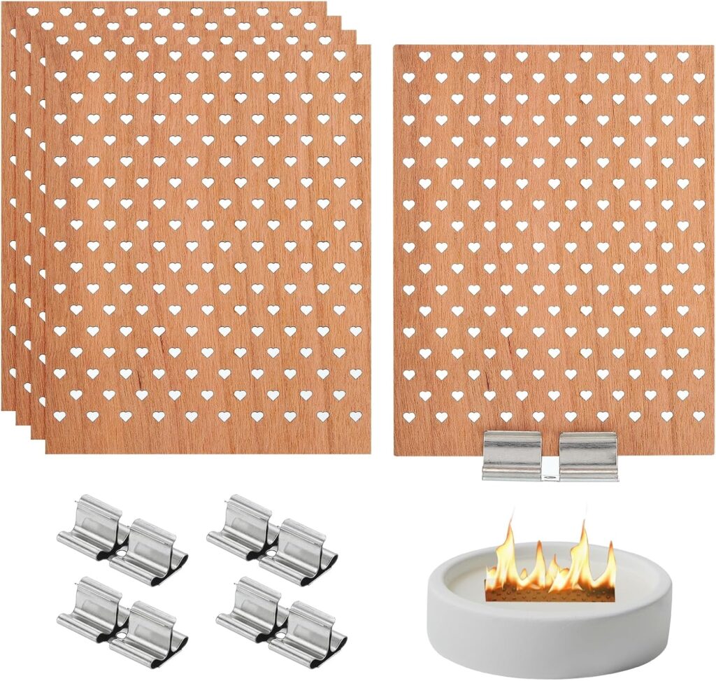 PATIKIL 5 Set 2.8×3.5 Inch Wood Wicks for Candles Making, Heart Shaped Hollow Natural Wooden Wick with Metal Clip Holders, DIY Candle Making Supplies Kit for Handmade Crafts