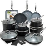 GreenPan 22 Piece Valencia Pro Ceramic Nonstick Cookware Set, PFAS-Free, Induction Ready, Hard Anodized Pots & Pans with Lids, Compatible on All Cooktops, Dishwasher & Oven Safe, Gray