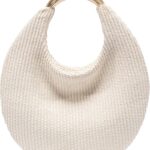 Straw Bag for Women, Boho Chic Woven Hobo Tote Handbag, Handmade Straw Crescent Purse, Lightweight Summer Beach Shoulder Bag