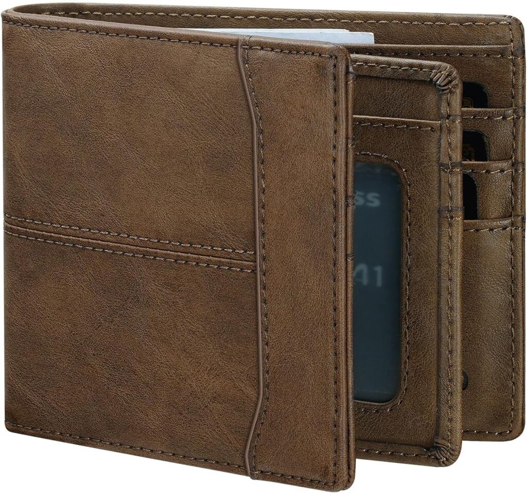 Leather Card Wallet For Men Slim: Bifold Rfid Minimalist Front Pocket Wallet – Gift For Men Husband at Anniversay Brithday