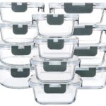 M MCIRCO 24-Piece Glass Food Storage Containers with Upgraded Snap Locking Lids,Glass Meal Prep Containers Set – Airtight Lunch Containers, Microwave, Oven, Freezer and Dishwasher