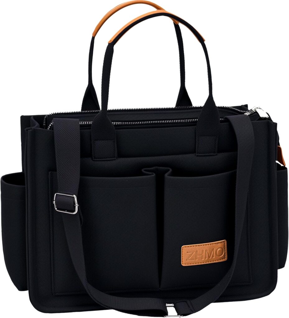 Tote Bag for Women With Compartments,Large Canvas Totes Women’s Purse Crossbody Bags Work Laptop Book Bag Shoulder Handbags