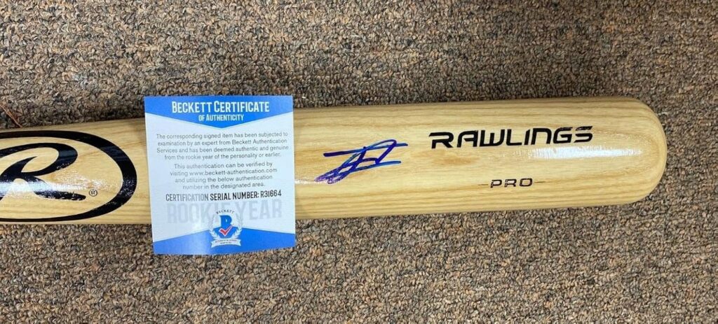 Julio Rodriguez Seattle Mariners Signed Autograph Rawlings Blonde Bat Beckett C – Autographed MLB Bats