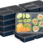 Bentgo Prep – 20-Piece 3-Compartment Reusable Meal Prep Containers with Lids, PFAS & BPA Free Materials, Durable, Microwave, Freezer, & Dishwasher Safe To Go Food Storage (Navy Blue)