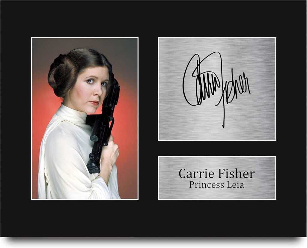 HWC Trading Carrie Fisher Gift USL Signed Printed Autograph Star Wars Gifts Print Photo Picture Display – US Letter Size
