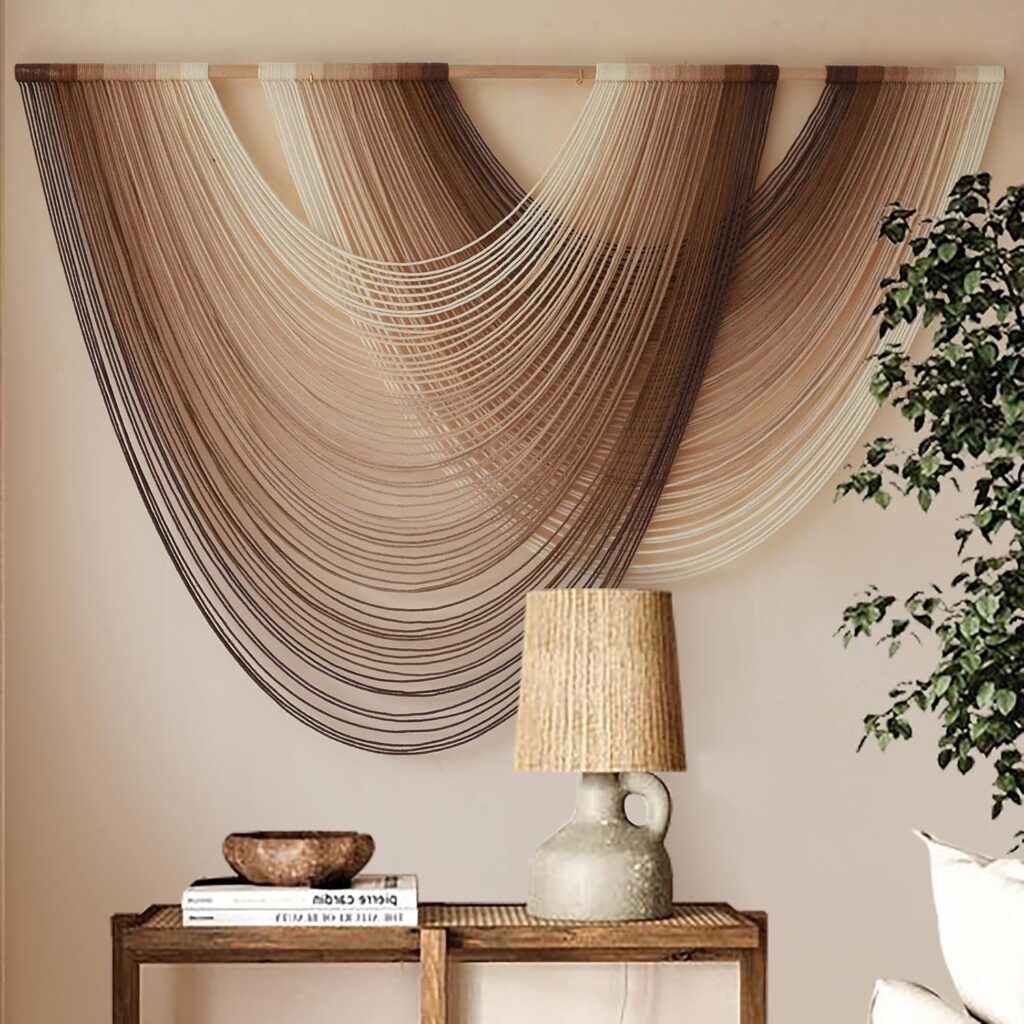 Macrame Wall Hanging Dip-Dye Boho Home Decor Fiber Wall Art Craftsmanship Bedroom Livingroom 57″ W x 39″ L