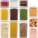 12 Pcs Pop Food Storage Containers Airtight Food Storage Containers Set with Lids Kitchen Pantry Organization and Storage, 3.4Qt, 2.8Qt, 2.1Qt, 1.2Qt