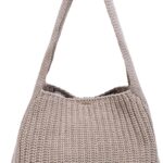 ENBEI Women’s Crochet Tote Bag Knit Shoulder bag,Aesthetic Bag,Cute Eco-Friendly Tote for Travel,Daily Use,Gift Box Packaging