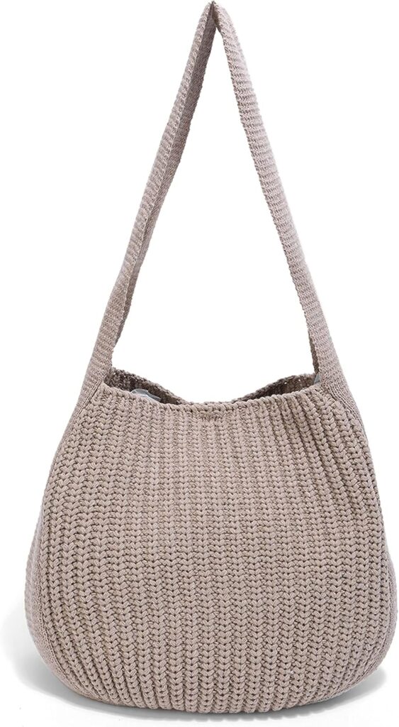 ENBEI Women’s Crochet Tote Bag Knit Shoulder bag,Aesthetic Bag,Cute Eco-Friendly Tote for Travel,Daily Use,Gift Box Packaging