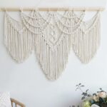 Achart Macrame Wall Hanging Large- Boho Wall Decor- large wall art- Wall Decor Living Room- Macrame Tapestry Boho Decor for Bedroom (Beige-Fringe)