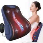 KNQZE Lumbar Support Pillow for Office Chair, Heated Back Support Pillow with Vibration, Back Massage for Pain Relief, at Home Office Car Sofa, 3 Heating Levels & 4 Motors & 3 Intensities, Gifts