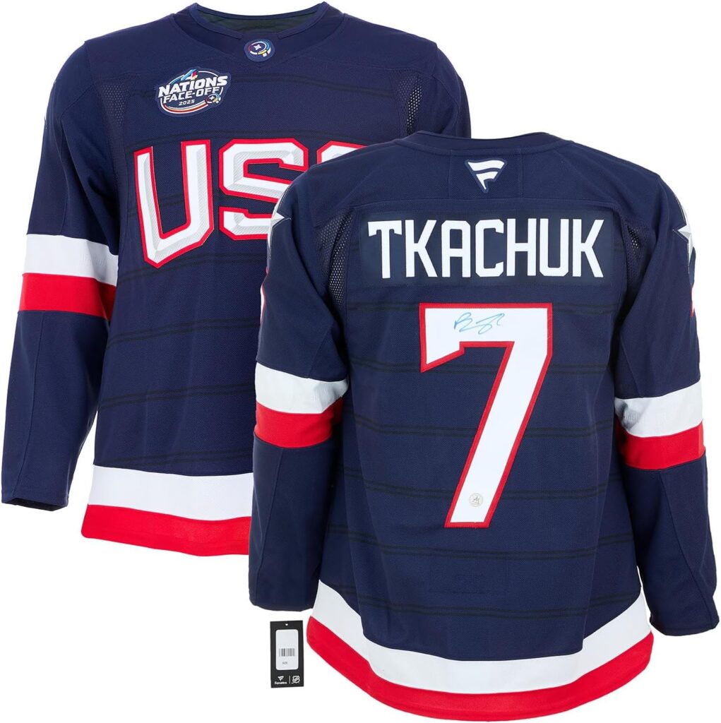 Brady Tkachuk Signed USA 4 Nations Face-Off FNTCS Premium Jersey
