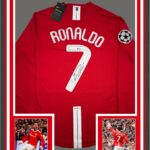 Framed Autographed/Signed Cristiano Ronaldo 35×39 Manchester United Red Soccer Jersey Beckett BAS COA