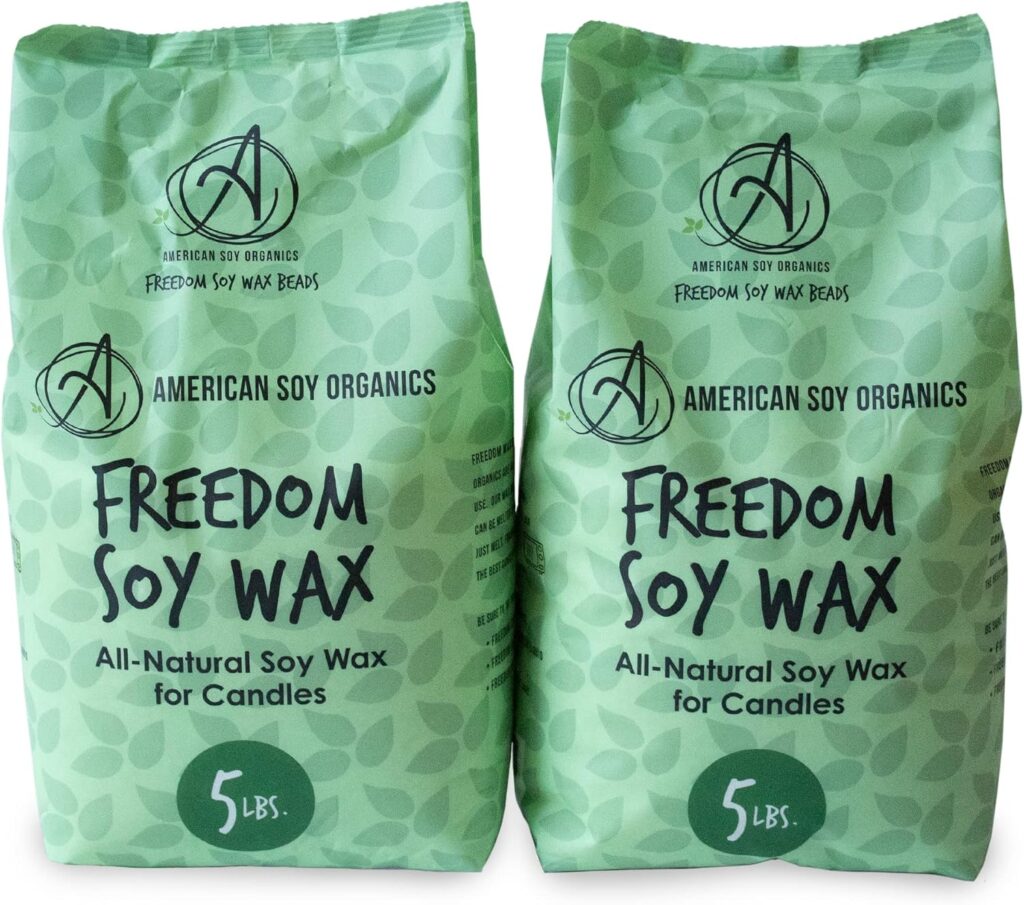 American Soy Organics Freedom Soy Wax Beads for Candle Making – Natural Candle Making Supplies – Paraffin-Free, Beeswax-Free Candle Wax for Container Candles, Tealights and Wax Melts, 10 lbs