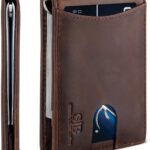 SERMAN BRANDS RFID Blocking Slim Bifold Genuine Leather Minimalist Front Pocket Wallets for Men with Money Clip Thin Gift